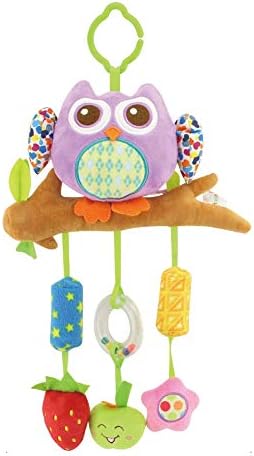 Baby Soft Rattle Toys, Baby Stroller Hanging Toy,Crib Cot Pram Stroller Pushchair Baby Hanging Toys with Bell Baby Plush Toy Infant Cartoon Rattle Doll (Purple Owl)