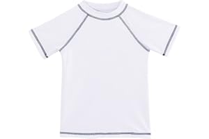 ESTAMICO Boys Short Sleeve Rash Guard Shirt Quick Dry Swimwear UPF 50+ Protection Athletic Swim Tee