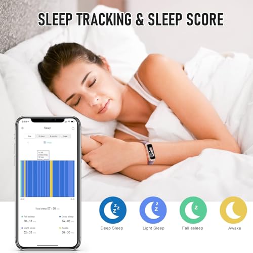 Fitness Tracker, Activity Trackers with 24/7 Heart Rate, Blood Oxygen Blood Pressure Sleep Monitor, Step Counter with 1.1" AMOLED Touch Color Screen, Calorie Pedometer Health Smart Watch for Women Men
