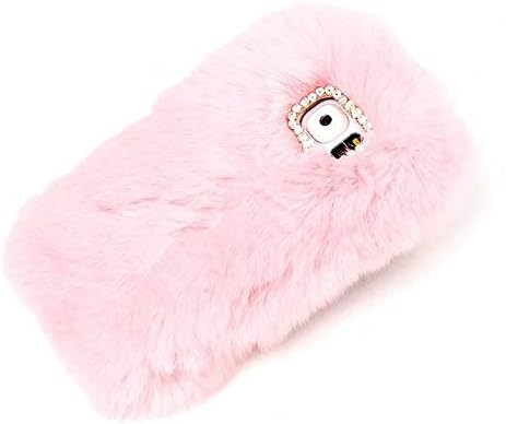 For Samsung Galaxy J5 Prime/On5 (2016) Fur Case,DStores Premium Fashion Bling Diamond Bow Handmade Fur Warm Plush Fluffy Soft TPU Case (Pink)