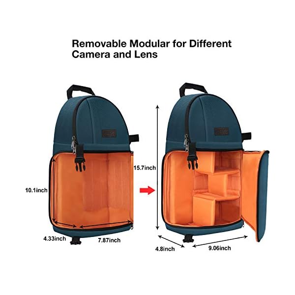 MOSISO Kamera Umhängetasche,DSLR/SLR/Spiegellos Kameratasche Stoßfeste Fotografie Kamerarucksack mit Stativhalter&Abnehmbar Modularen Einsätzen Kompatibel mit Canon/Nikon/Sony/Fuji,Jägergrün – Bild 7