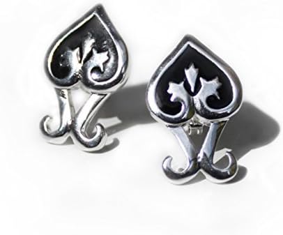Queen of Spades, Silver Plated, Enamel, Stud Earrings
