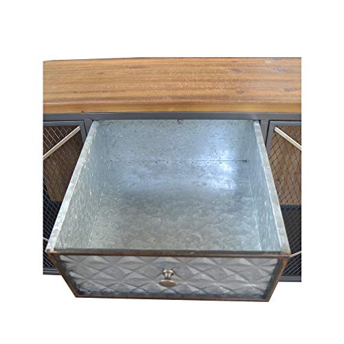Herrera Buffet in Dark Gray with Metal Base, Three Drawers, Wire Mesh Door Fronts, And Solid Wood Top, by Artum Hill