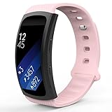 MoKo for Samsung Gear Fit2 / Gear Fit2 Pro Watch Band, Soft Silicone Replacement Sport Band for Samsung Gear Fit 2 SM-R360 / Fit 2 Pro Smart Watch, Soft Pink (Fits 5.90