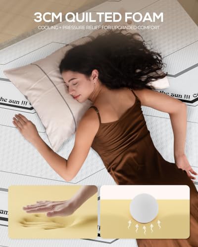 Tencity Queen Air Mattress with Built-in Pump, 20” Luxury Blow Up Mattress with 3cm Quilted Foam Topper, Extra Firm Support, Quiet Inflatable Bed for Guests, Home & Temporary Sleep, 660 lbs