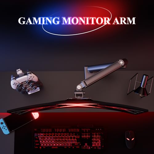 ETHU Single Monitor Arm, Adjustable Gas Spring Monitor Stand for 13-32 inch Monitor up to 9kg, Full Motion Computer Monitor Mount, LED/LCD Display Arm with VESA Pattern 75x75/100x100 Single Arm Black