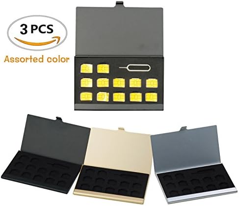 Chicone Nano SIM Cards Holder Aluminum Case Bag Storage Box (Eject Pin Not Included) (Mix-3colors(3Pack))