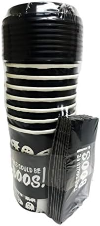 Festive Play on Words This Could be Boos 14.5 fl oz Halloween Party Disposable Coffee Cups With Lids & Sleeves Pack of 8