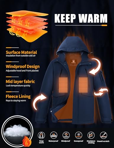 Pioneer Camp Herren Winterjacke Wasserdicht Wintermantel Herren Warm Fleece GefüTtert Winddicht Parka Herren Winter Mit 9 Taschen MäNner Outdoor Softshelljacke Mit Kapuze Navy Blau L thumbnail 2