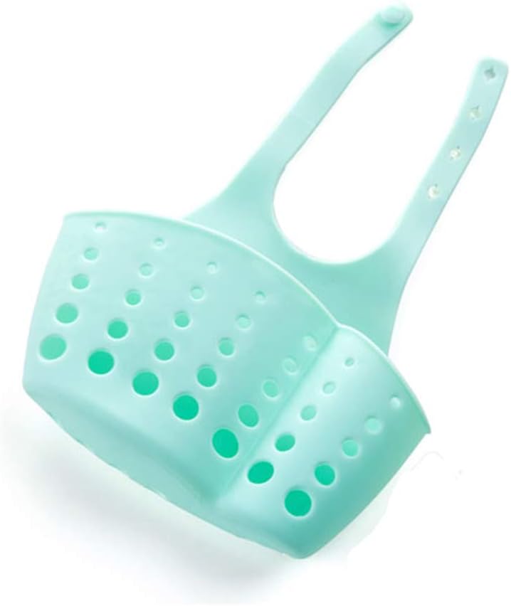 WillsCase Plastic Kitchen Sink Sider Faucet Caddy Organizer Sponge Holder Rack Space-saving Hanging Storage Bag- Blue