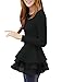 Allegra K Women Round Neck Long Sleeves Chiffon Panel Spring Peplum Top XL Black
