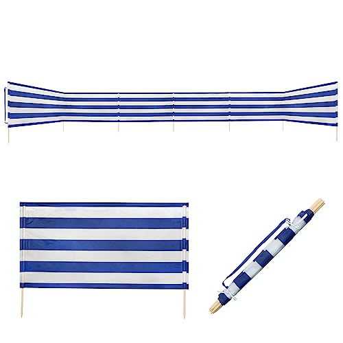 Idena 50058 Wind Protection Approx. 800 x 80 cm Blue/White with Carry Strap and Fixing Straps for Beach, Camping and Garden