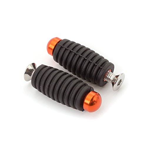 FXCNC Racing 1 pair 6mm CNC Aluminum Rubber Motorcycle Spare Small Gear Shift Brake Lever Peg Pedal Cover Head Orange Rearsets Footrests Fusion Male-Mount - Thumbnail 3