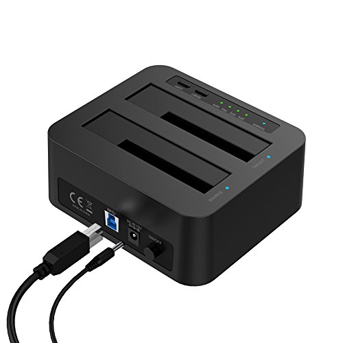 ineo USB3.0 to SATA 2.5" or 3.5" HDD/SSD Duplicate / Clone Dual Bay Docking Station with free USB type C adapter [T3527-VIII+]