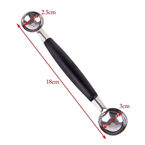Ligntean Dessert Kitchen 1 Spoon Cream Cook Dual Stainless Ice Fruit Melon Baller Scoop