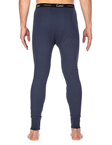 Men's Extreme Cold Waffle Knit Thermal Top and Bottom Set - Dark Blue -Medium - Thumbnail 6