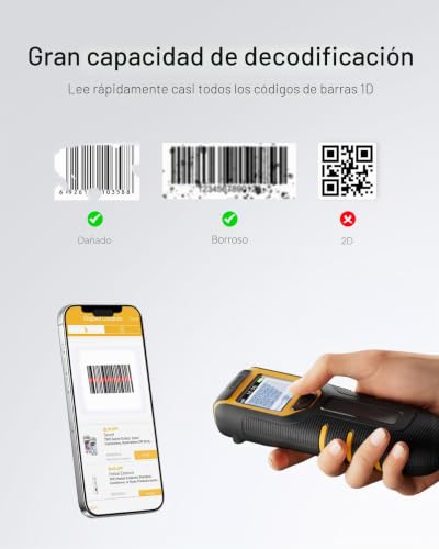Inateck Portable 1D Wireless Barcode Reader with Display, 1000mAh Long Lasting Battery, 105g, with App and SDK, Compatible with iOS Android PC POS, BCST-49