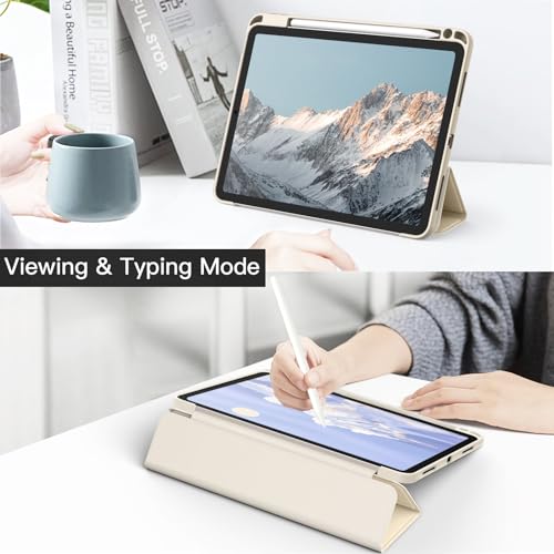 JETech Case Only for iPad Air 11 inch M4/M3/M2 (2026/2025/2024), iPad Air 5/4 (10.9 inch, 2022/2020) with Pencil Holder, Clear Back Case Slim Stand Cover (Star White)