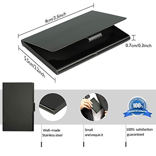 WOVTE Super Light Business Card Holder Stainless Steel Business Card Case-Black - Thumbnail 2