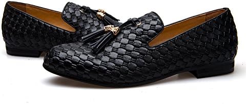 JaiTai Men's Vintage Velvet BV Embroidery Noble Loafer Shoes Slip-On Loafer Smoking Slipper Tassel Loafer