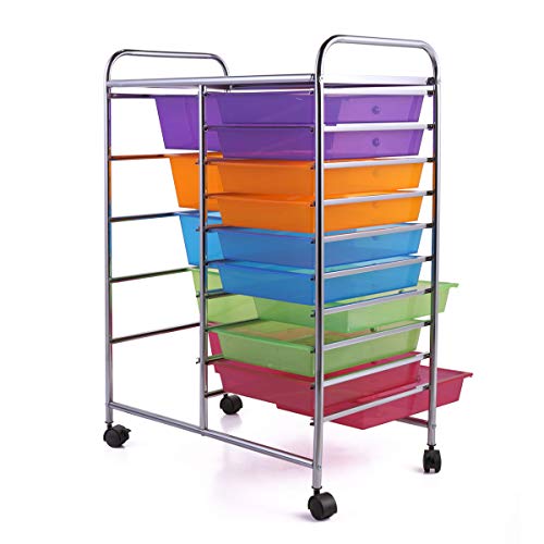 15-Drawer Rolling Storage Cart Scrapbook Paper Office Unit Organizer Rack Shelves
