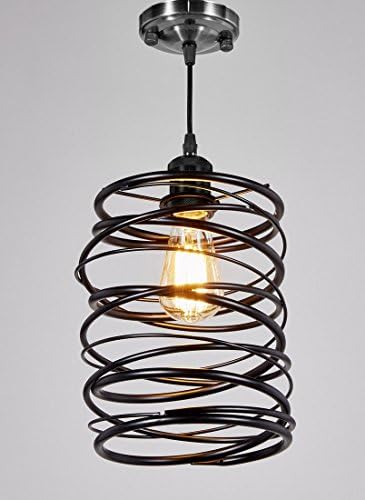 New Galaxy Lighting 1-Light Black Metal Wire Shade Hanging Pendant Ceiling Lamp Fixture, 194
