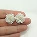 Large Rose Earrings on Plastic Posts for Metal Sensitive Ears, Winter White