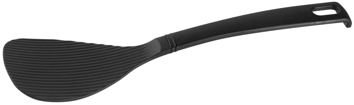 FACKELMANN Asia Line rice spoon, kitchen utensil made of plastic, spoon for coated pots and pans (colour: black), quantity: 1 piece, approx. 24.5 cm.