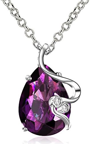 Lovav Party Prom Inlaid Purple Crystal Cubic Zirconia Platinum Plated Women's Pendants Necklace
