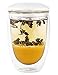 Tea Infuser Cup With Double Wall Glass Design, Strainer and Lid - Perfect Steeper to Brew Loose Leaf Teas 8 oz (Eco-Packaging)