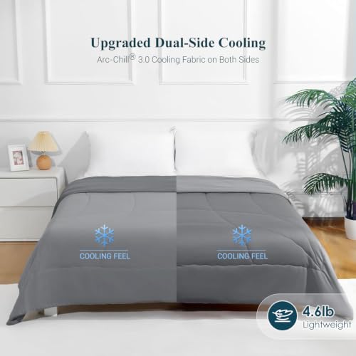 Elegear Revolutionary Cooling Comforter Queen Absorb Body Heat to Keep Cool, Cooling Blanket for Hot Sleepers Japanese Arc-Chill 3.0 Cool Tech Fabric Summer Comforter Hypo-Allergenic Cool Quilt - Gray