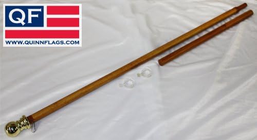 5' Wood Finish Aluminum Spinner Pole with Ball Top - Quinn Flags Brand