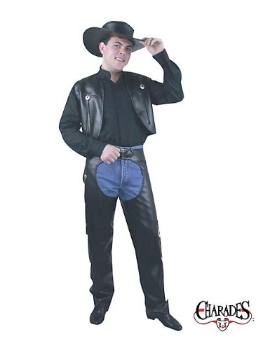 Men's Black Leather Chaps and Vest