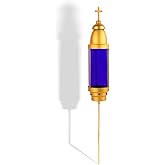 OURMEMO Latin Cross Cemetery Lights by Eternal Light,Sapphire Globe with Gold Dome,Vigil Light Ground Stak,Cemetery Candle Holder,Cemetery Decorations for Grave,headstones for Graves Lights,Blue
