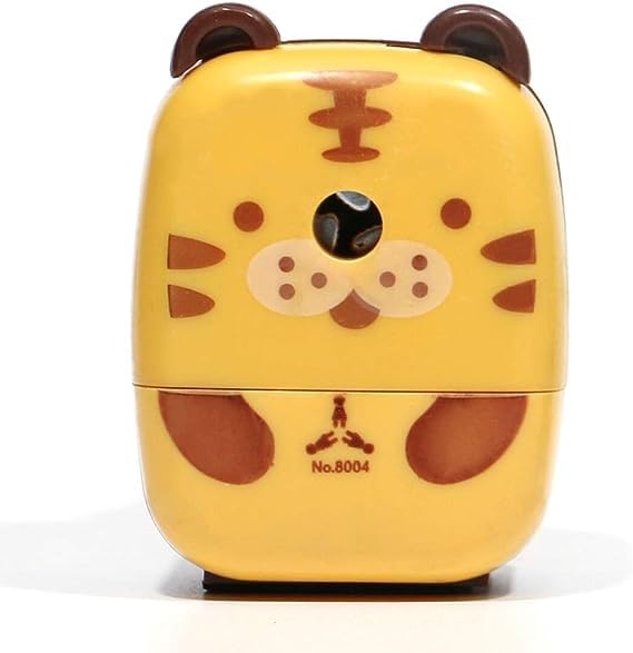 Wqiansc Tiger Portable Plastic Pencil Sharpener for Kids, Students & Artists - Orange - Office Products