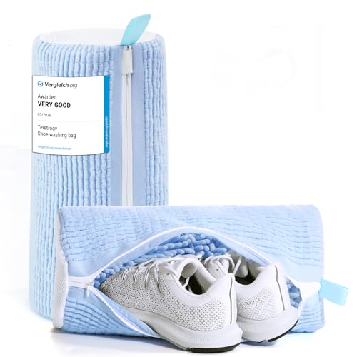 Teletrogy 2 x Reusable Shoe Washing Machine Washing Bag, Portable Shoe Cleaning Bags with Zip Closure Laundry Bags for Sneakers, Blue