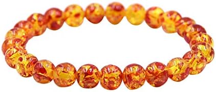 Tangbasi Bracelets, Men Women Artificial Amber Stone Bead Bracelet Couple Elastic Bangle Jewelry Gift