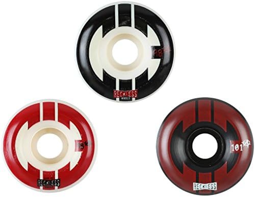 Reckless CIB Quad Roller Derby Aggressive Street / Park / Ramp Skate Wheels - 8 Pack (Blk/White (58mm-98A))
