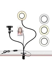 Selfie   Anillo de luz con soporte para teléfono móvil y soporte para cámara  para Live Stream Facetime Maquillaje, iluminación de cámara LED Etubby [3 modos, 10 niveles] para iPhone, Android y Logitech C925e, C922x, C930e, C920, etc.