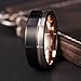 TUSEN JEWELRY Tungsten Carbide Wedding Band 8mm Rose Gold Line Ring Black and Silver Brushed Comfort Fit