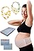 Plus Size Maternity Belt with 2 Baby Bibs by HealthySam - Breathable Belly Band for Pregnancy - Lower Back and Pelvic Support - Comfortable Prenatal Cradle - Postpartum Belly Wrap - One Size - Beige