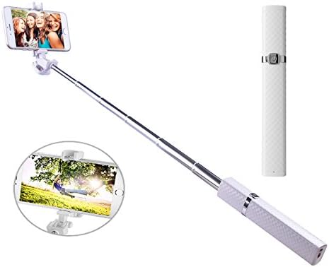 Bluetooth Selfie Stick Extendable Monopod Wireless Mini Selfie Stick with Built-in Bluetooth Remote Shutter for iPhone 7/7Plus/6s/6sPlus/6/se Galaxy S8/S7/S6 Android Smartphones (White)