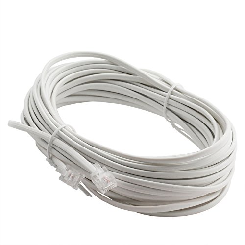 ZRM&E 6P2C RJ11 Telephone Line ADSL Connecting Wire With 6P2C Connectors Phone Accessories Cable 2-Core Copper Flat Telecommunication Cable White 10M
