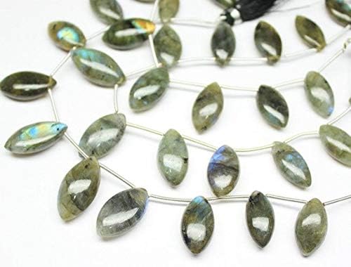 Rare GEMS Superfine Quality 3 Strand Flash Labradorite Smooth Marquise Briolette Loose Craft Beads Gemstone 17mm 22mm