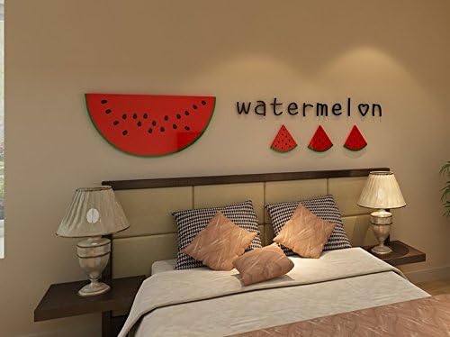 Loterong Watermelon Cartoon Creative 3D Crystal Three-Dimensional Wall Stickers Wall Decoration Wall, The Living Room Tv Background,Gules,In