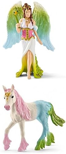 Schleich Bayala Fantasy Life Set of 2: Surah in Festive Clothes (70514) with her Feathered Foal (70529) Bagged Together Partially Concealed: Durable, Highly Detailed, Realistic, Hand-painted