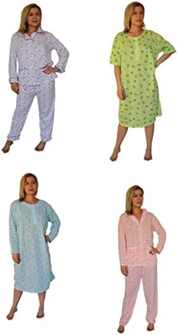 Women's Floral Design Comfort Long Sleeve Two Piece Pajamas Nightwear - Purple (Size X-Large)