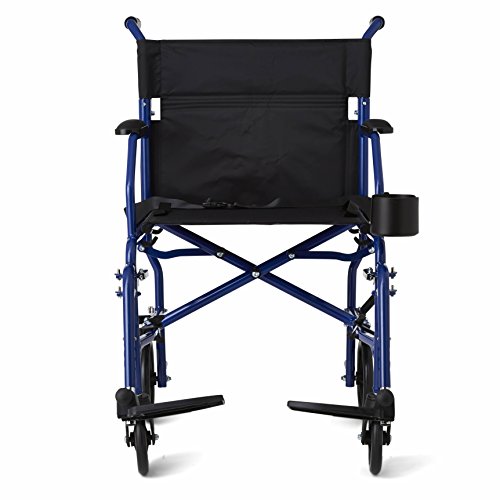 Medline Ultralight Transport Wheelchair with 19” Wide Seat, Folding