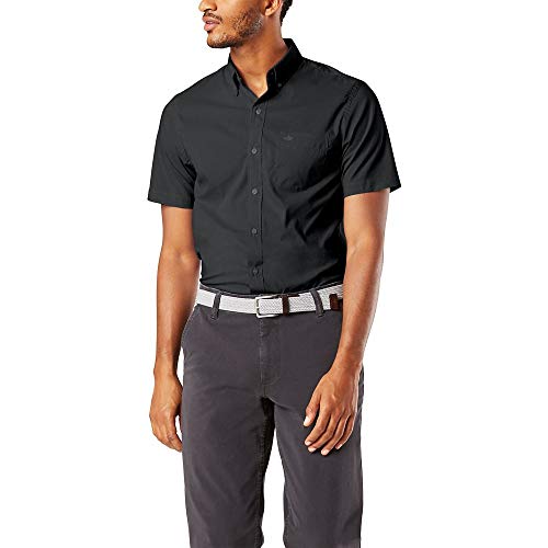 DOCKERS Mens Shirt Solid Black Size 
