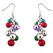 Lux Accessories Silver Tone Christmas X-Mas Jingle Bells Chandelier Earrings